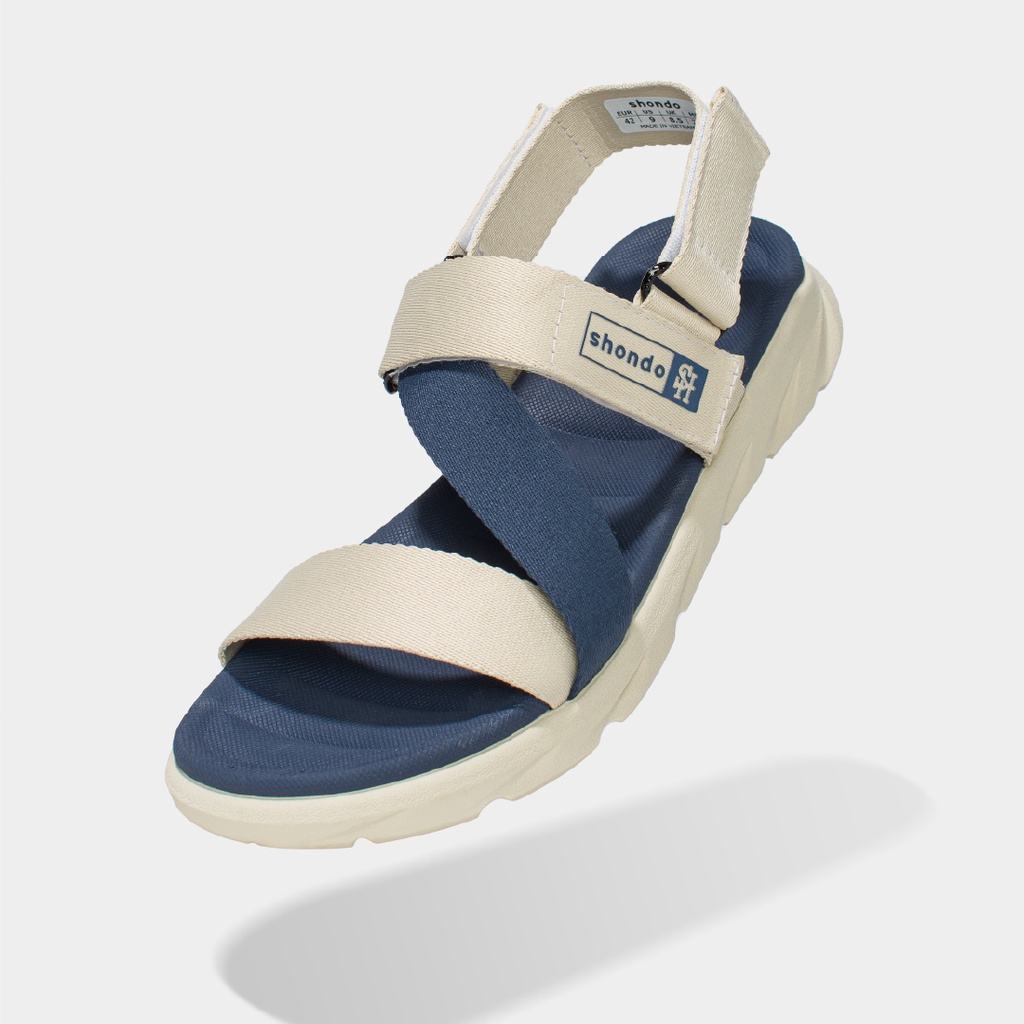 Giày Sandals Nam Nữ Shondo F6 Sport Đế Be Quai Be Xanh F6S2525