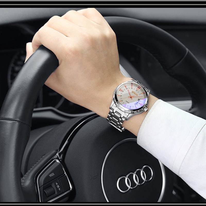 Mới Đồng Hồ Nam Dây Thép Không Gỉ Thiết Kế Sang Trọng