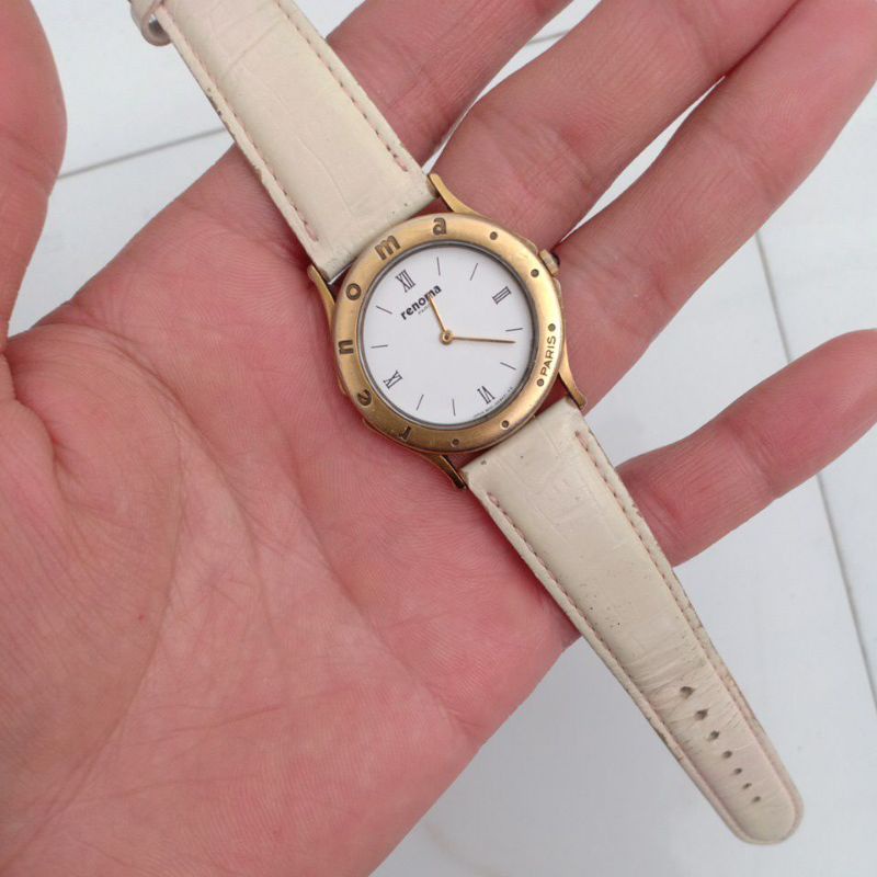 đồng hồ si nhật nam nữ unisex hiệu CITIZEN RENOMA PARIS dây da mạ vàng phù hợp nam tay nhỏ và nữ tay to