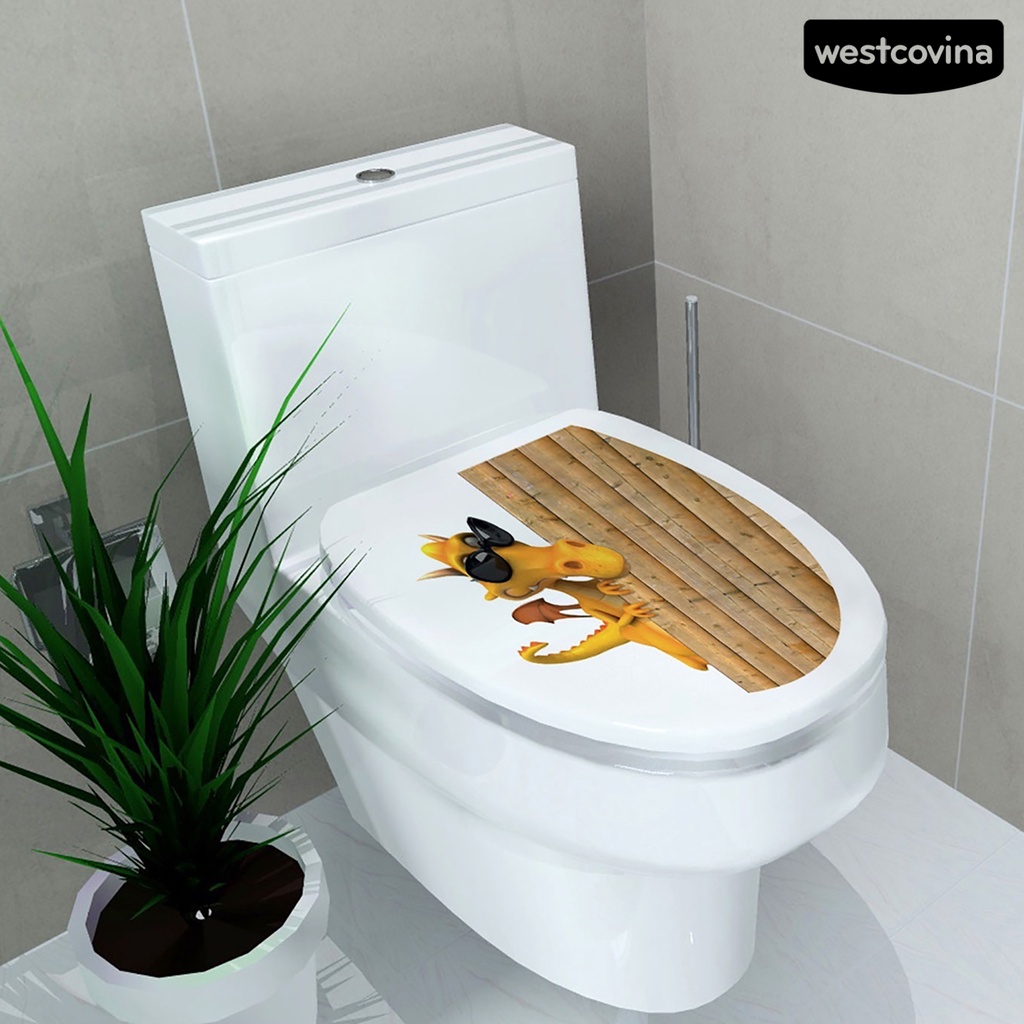 [WEST]⚘Sticker Dán Toilet Chống Nước In Hình Đại Dương Hoạt Hình Tháo Được