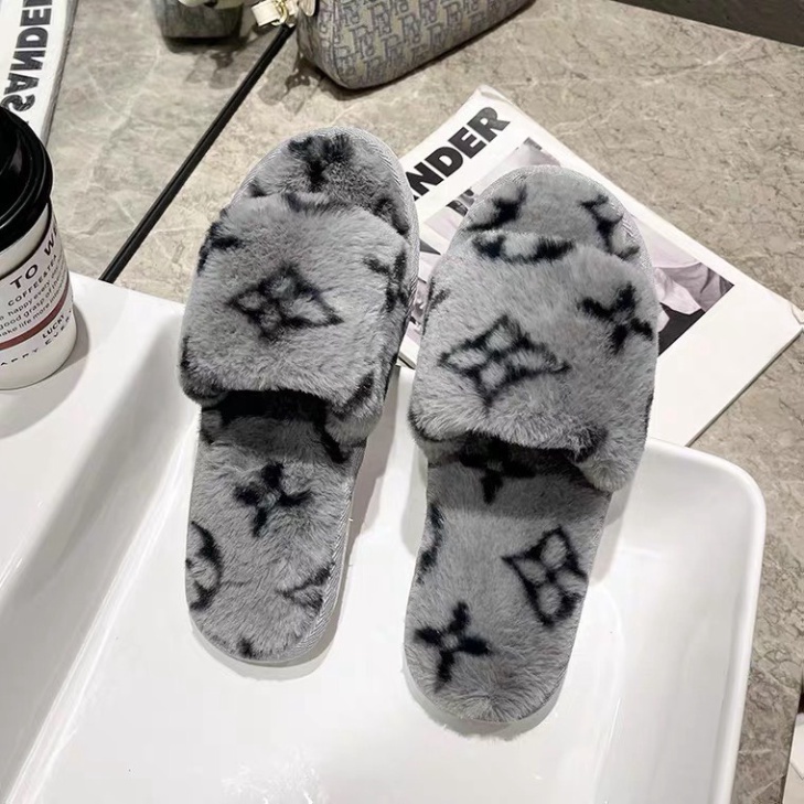 Dép lông quai ngang Lv cao cấp, dép lông nữ quai ngang đi trong nhà