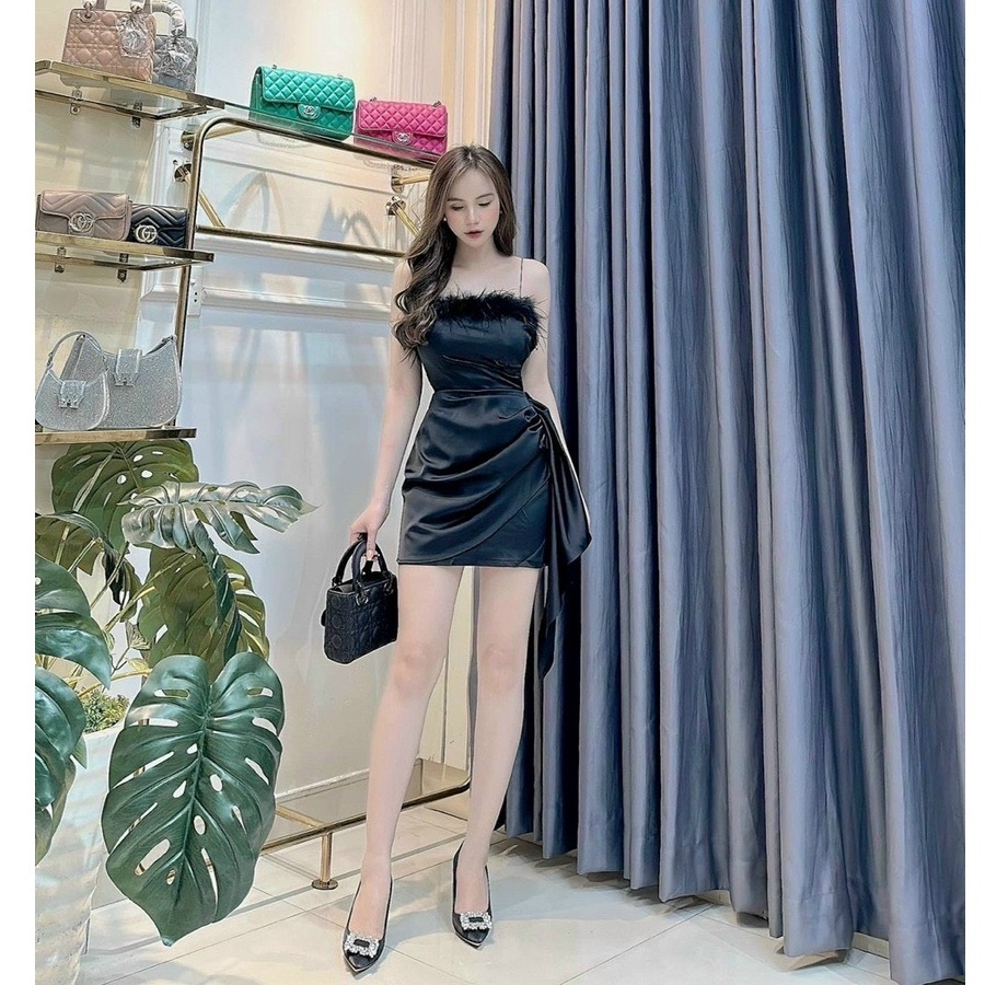 Đầm váy nữ body tafta 2 dây phối tà váy xinh xắn, sang chảnh dành cho các nàng diện đi chơi, dự tiệc GS011