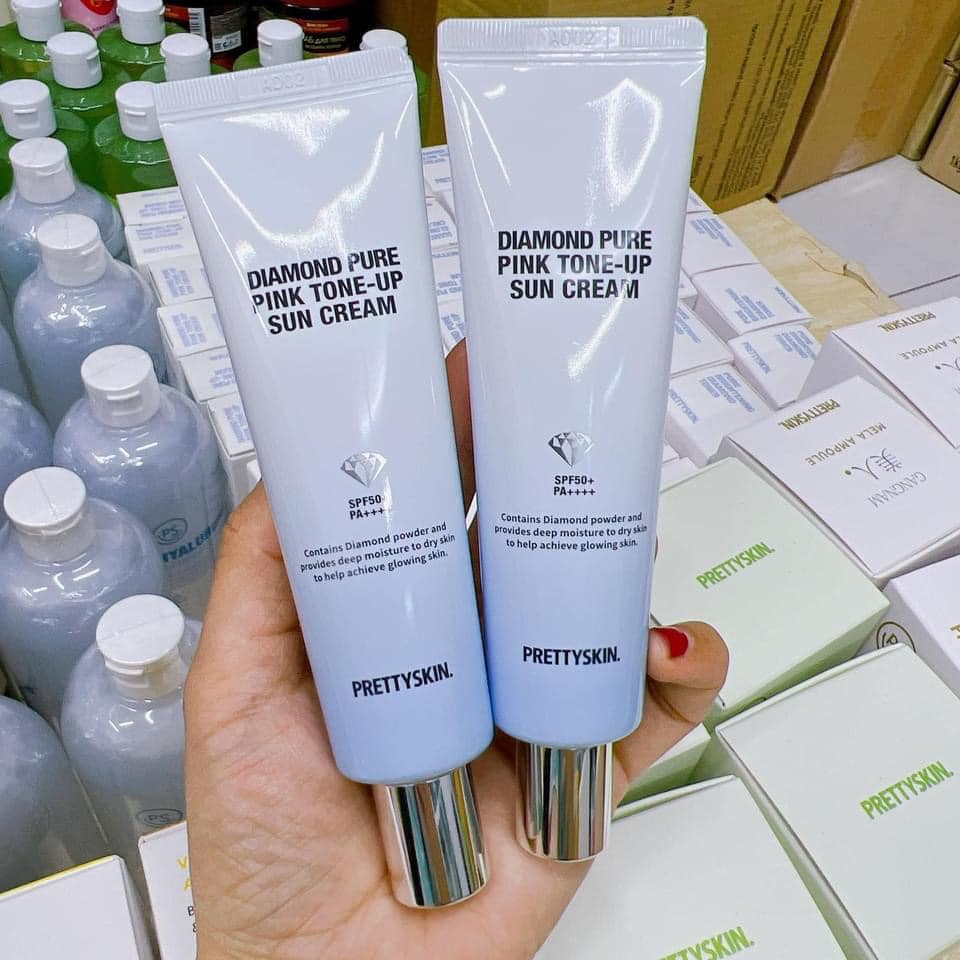 Kem Chống Nắng Kim Cương PRETTY SKIN Diamond Pure Pink Tone-up Sun Cream, SPF50+ PA++++ 50ml