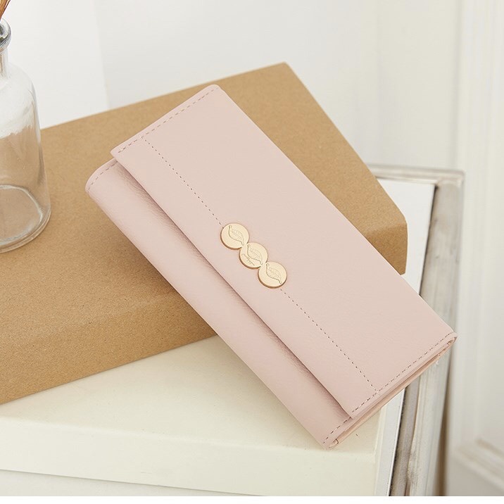 Ví nữ dài cao cấp gắn hình lá đẹp thời trang nhiều ngăn cầm tay ROSE V31