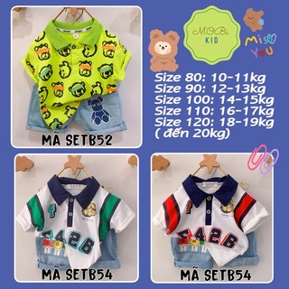 Setb52- setb54 set jean áo thun có cổ bé trai bé 10kg đến 20kg