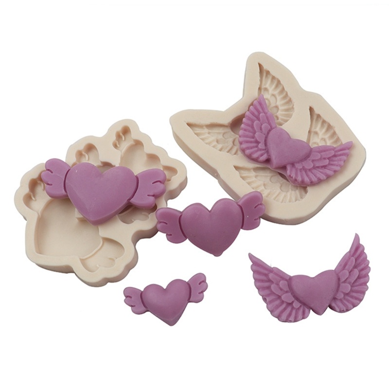 Khuôn Silicone Làm Bánh Hình Trái Tim Đôi Cánh Đáng Yêu