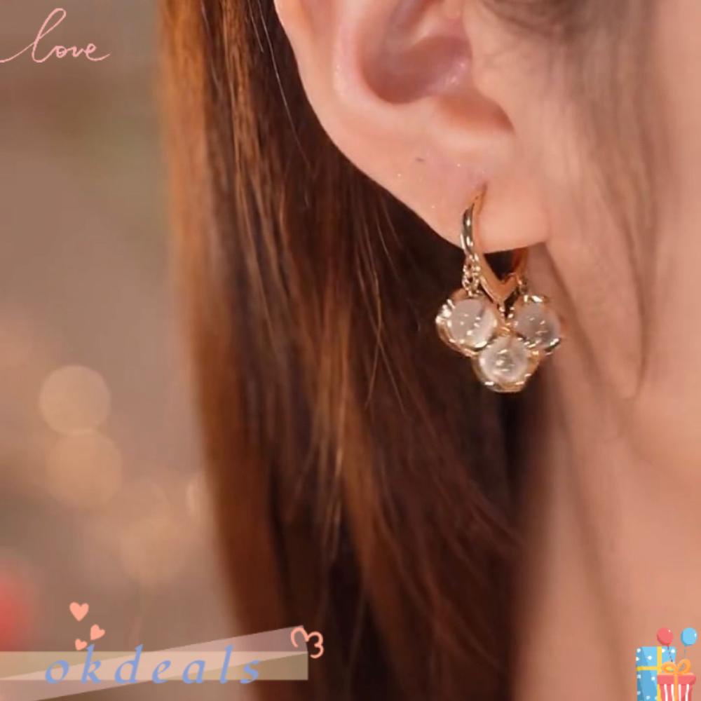 Bông Tai Hình Mắt Mèo Đính Đá Opal Tinh Tế Cho Nữ