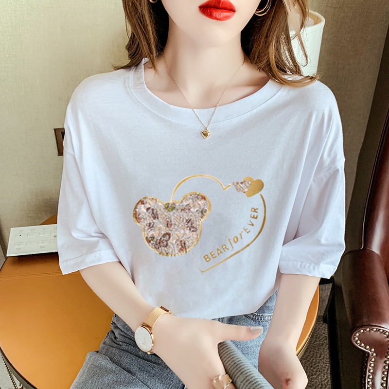 NRVP Áo thun 100% cotton tay ngắn dáng rộng thời trang