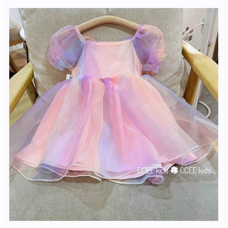 Váy nơ cầu vồng siêu cưng cho bé gái