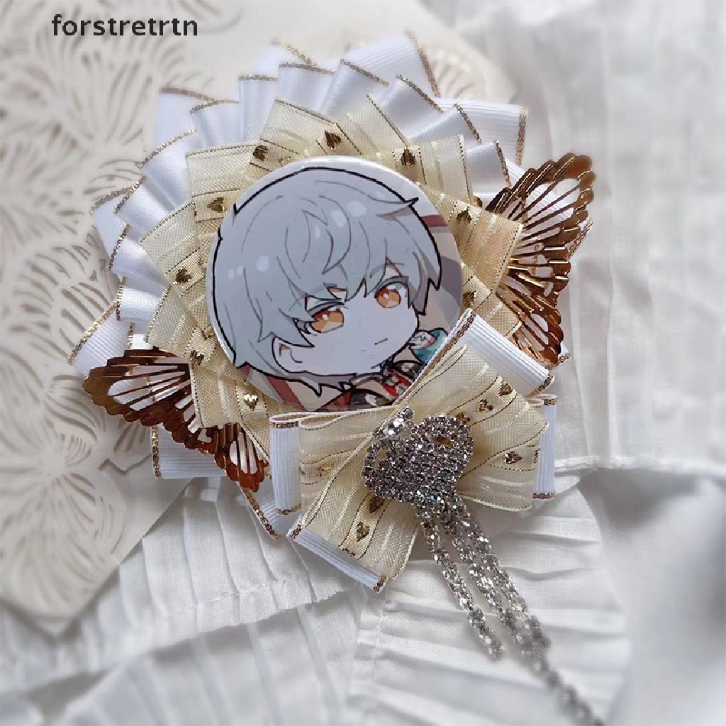 Forstretrtn Anime Badge Holder Sweet Retro Design Decoration Accessories Pins Brooch Lolita Flower Ribbon Backpack Badge Holder Base Tray EN