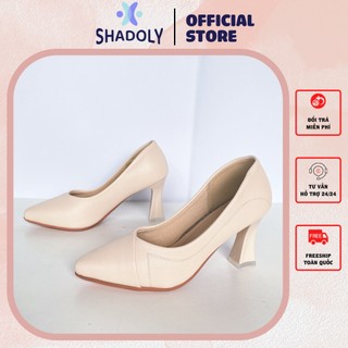 Giày cao gót nữ bít mũi SHADOLY mũi nhọn thời trang gót vuông basic cao 5-7cm KK.KD