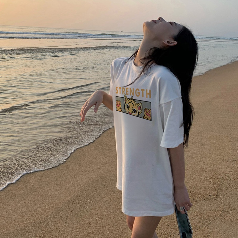 NRVP Áo Thun 100% Cotton Tay Ngắn Dáng Rộng