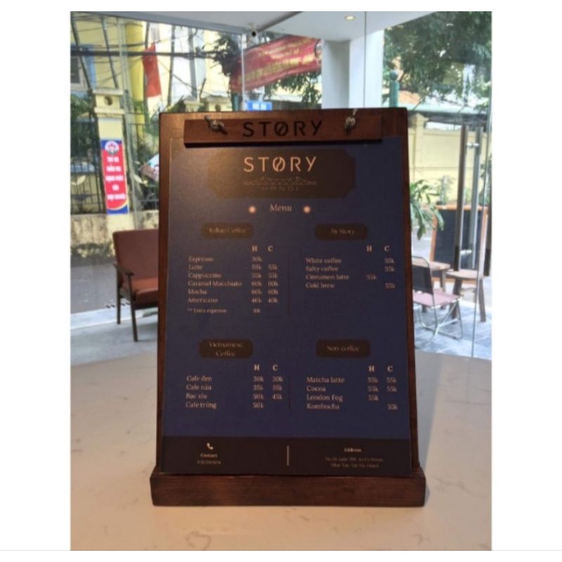 HCM | Menu vít chuồn/vít đồng kèm đế rãnh nghiêng size A4,A5  - LUXI DECOR HCM