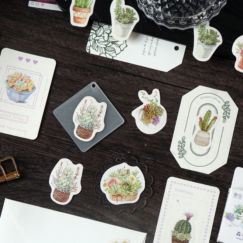 Bộ 46 Miếng Dán Trang Trí Sổ Tay Hình Cây Cối Dễ Thương