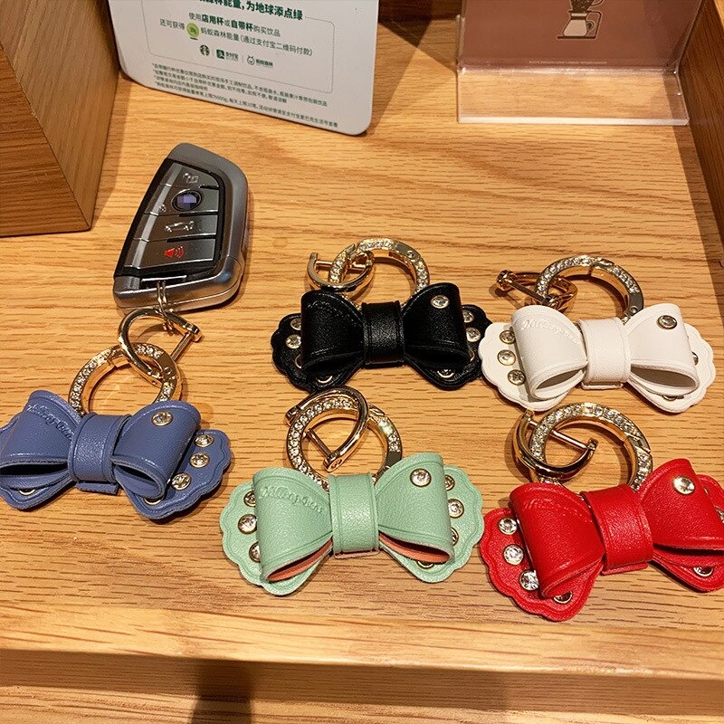 Móc Chìa Khóa Ô Tô Xe Máy Túi Xách Balo Hình Nơ Đính Đá Dễ Thương