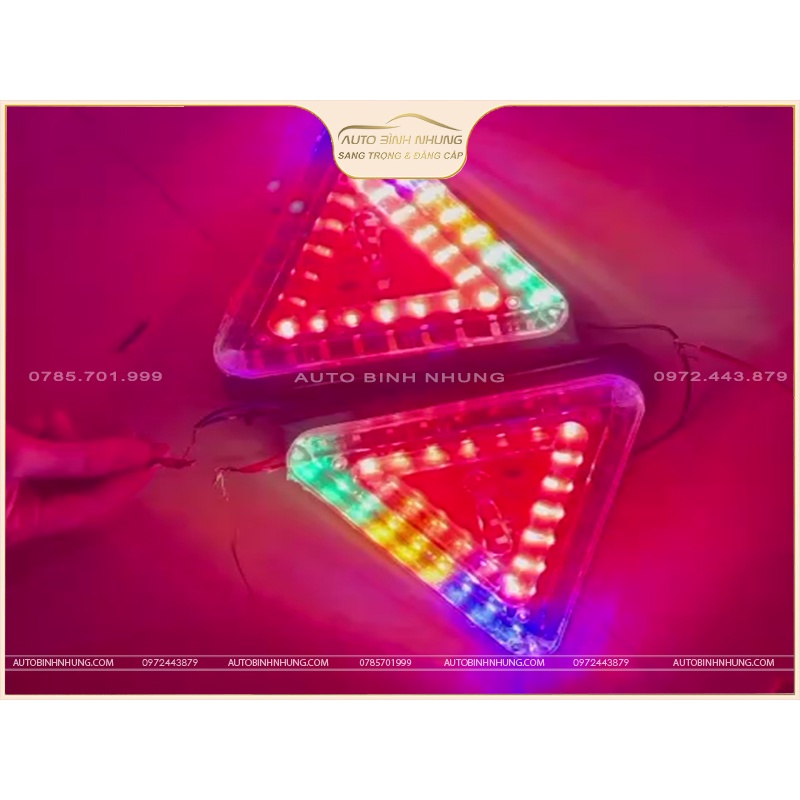 Đèn led tam giác điện cảnh báo xe ô tô tải, đèn led tam giác trang trí xe ô tô tải dòng điện 12v-24v