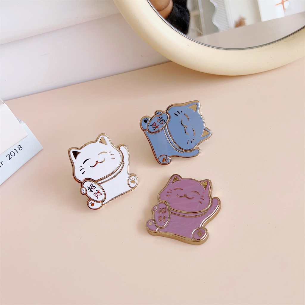 Giá Đỡ Điện Thoại Họa Tiết Mèo May Mắn Hoạt Hình Dễ Thương Thông Dụng