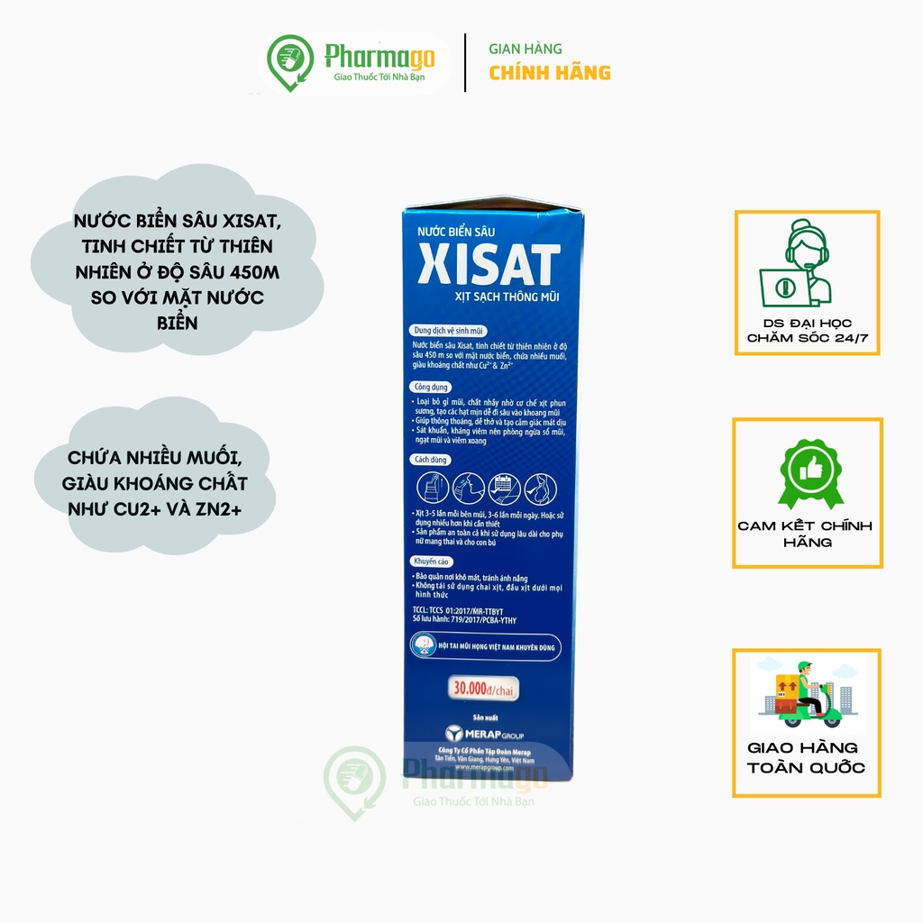 Nước biển sâu Xisat -Nước Muối Biển Vệ Sinh Mũi Làm Sạch Bụi Bẩn, Thông Thoáng Mũi Ngừa Sổ Mũi