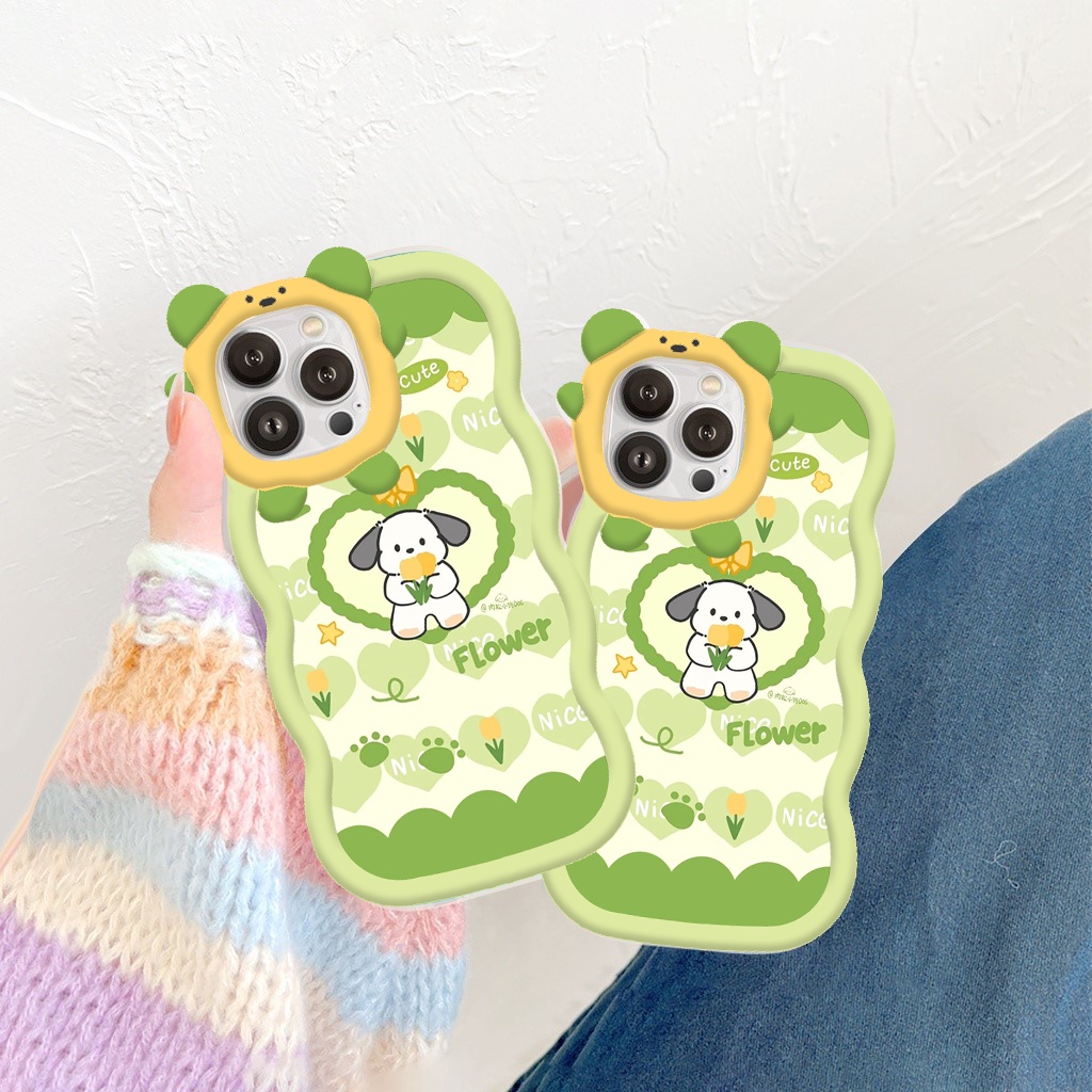 Ốp iphone viền sóng Cún flower dẻo iphone 6/6splus/7plus/8/8plus/xr/xs/12/13/14pro/max/plus/promax sa1010