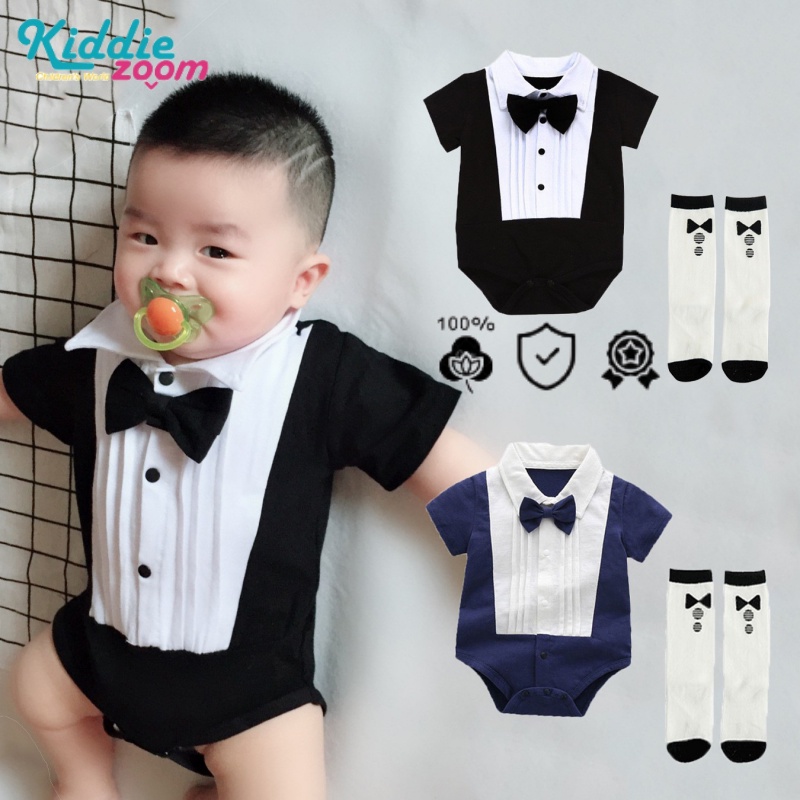 Bộ Áo Liền Quần + Vớ Cotton Tay Ngắn Đính Nơ Toàn Diện Thời Trang Unisex 2023