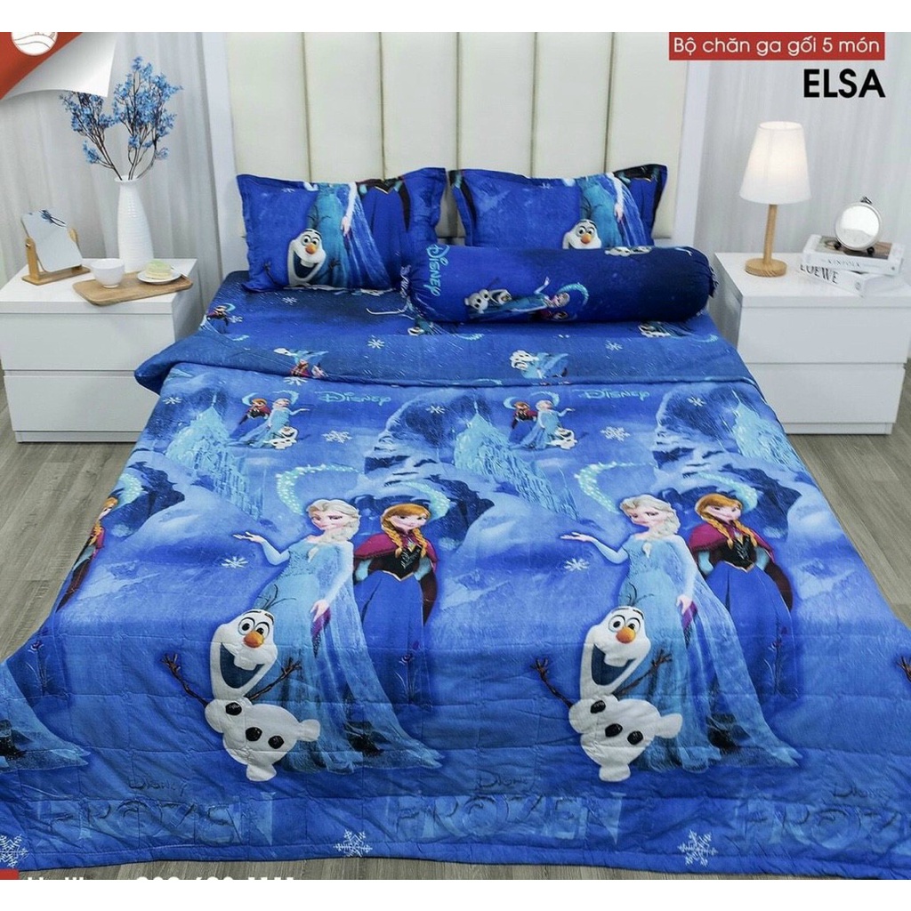 Ga gường chất liệu cotton poly ga bo chun kích thước m2 m6 m8 mẫu Elsa-changagoithanhtu