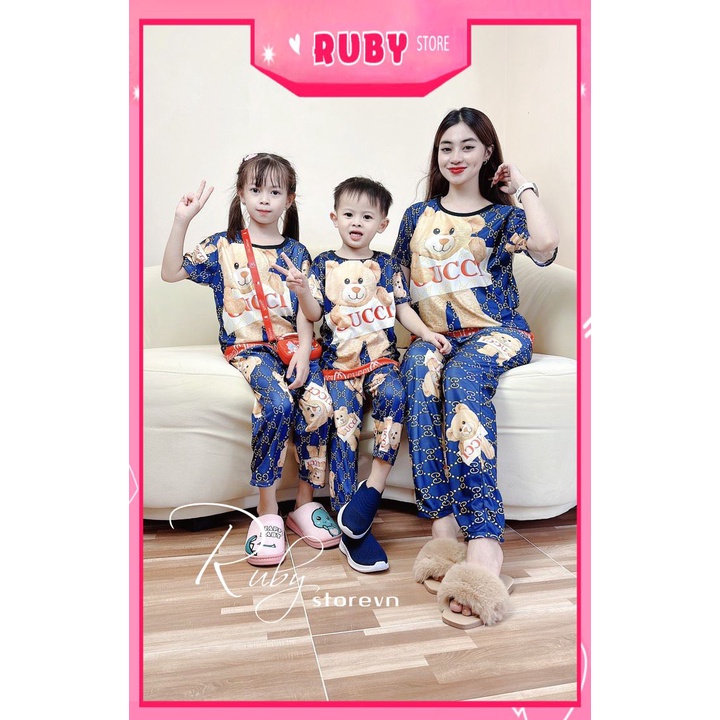 ĐỒ BỘ CON MÈO Đồ bộ quần dài bé trai bé gái size đến 70kg chất thun mềm mát in hoạt hình dễ thương DBRBQDTN FULL SIZE