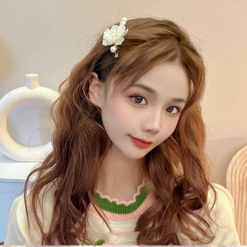 Kẹp Tóc Hình Hoa Chi Trà Đính Ngọc Trai Nhân Tạo Phong Cách Pháp Thời Trang Tinh Tế Cho Nữ