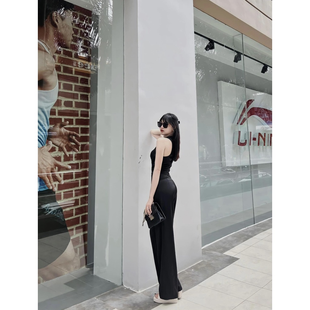 [Mẫu Mới] Jumpsuit Nữ Cổ V Hở 2 Bên Vai Quần Ống Rộng (Có Mút Ngực) Thời Trang Nữ Sam Closet Free Size 40-55kg | BigBuy360 - bigbuy360.vn