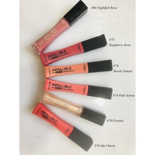 [ Hàng USA] Son Kem Lì L'Oreal Infallible Lip Pro Matte Gloss 6.3ml