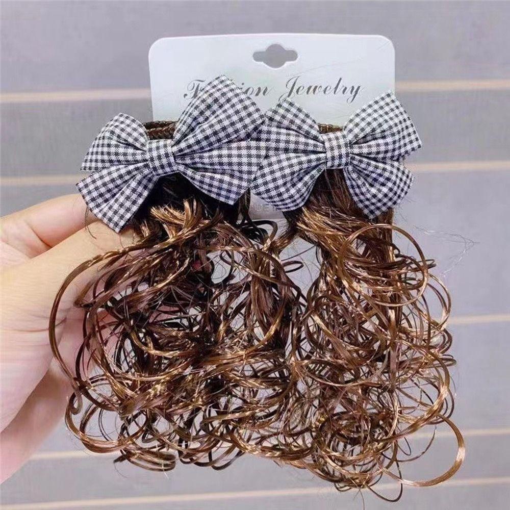 Kẹp Tóc Giả Thắt Nơ Họa Tiết Chấm Bi Phong Cách Hàn Quốc Cho Bé Gái