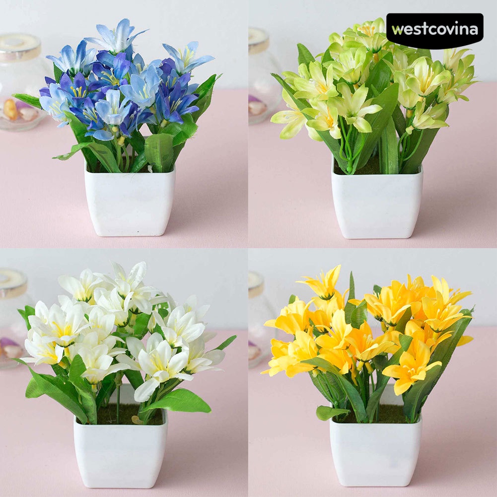 [WEST]⚘Chậu Hoa Lily Giả Trang Trí Nhà Cửa / Văn Phòng / Tiệc Cưới / Quán Cà Phê