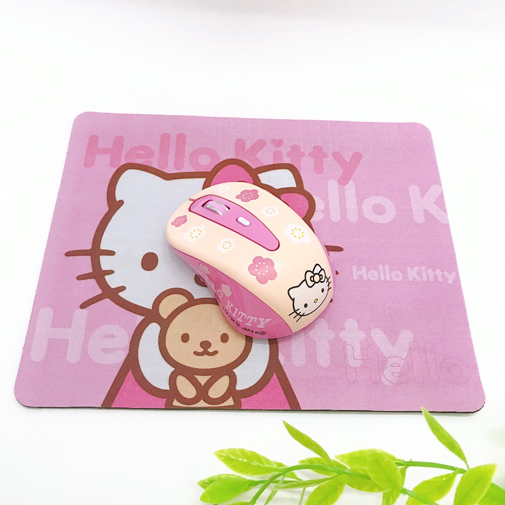 Chuột không dây Hello Kitty siêu cute phô mai que. Tặng kèm lót chuột