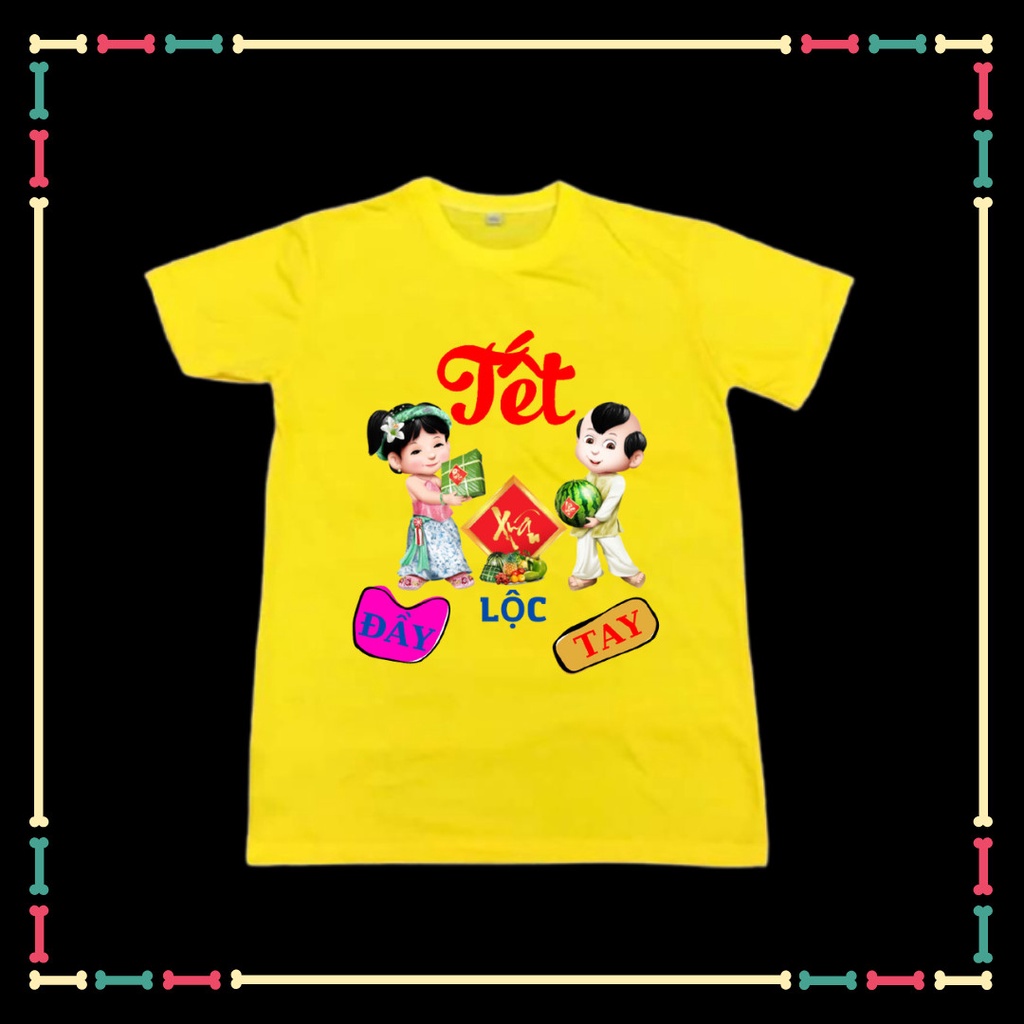Áo tết 2023 trẻ em lộc đầy tay, vải cotton co giãn 4 chiều, size áo từ 10kg đến 90kg