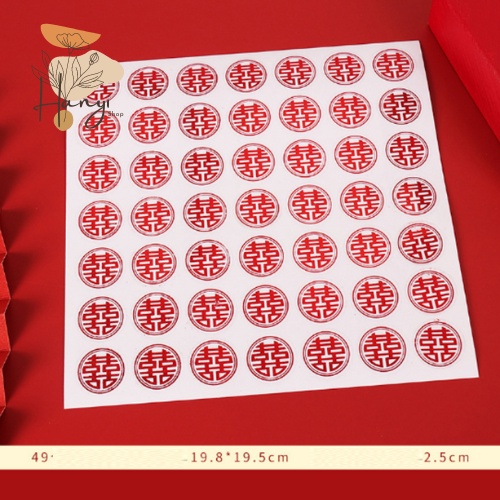 Decal chữ song hỷ trang trí mâm quả cưới hỏi, ly tách, lì xì