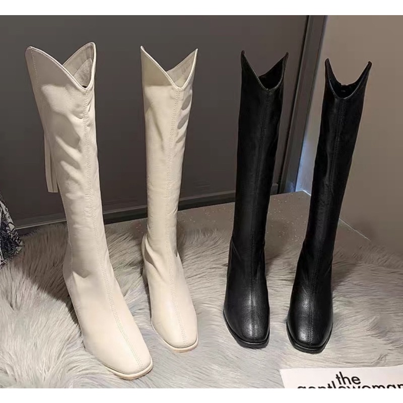 Bốt đùi nữ cổ V đế 7 phân dây khoá sau