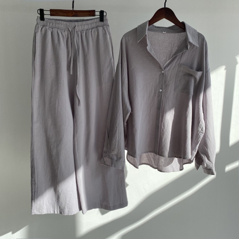 Bộ Túi Đeo Hông + Quần Ống Rộng Lưng Thun Phong Cách vintage Cho Nữ