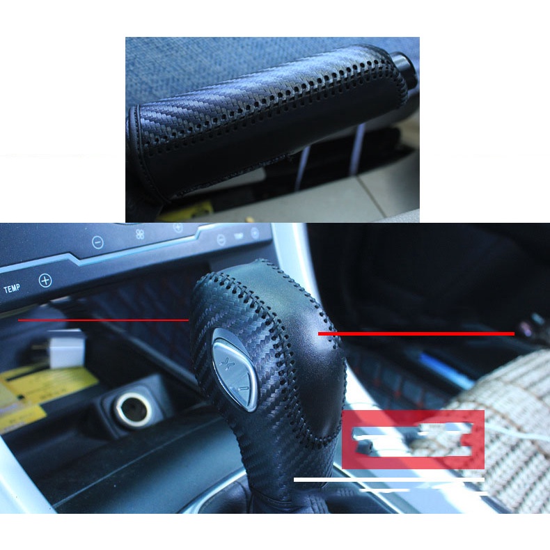 Bao Da Bọc Phanh Tay, Bọc Cần Số Tự Động Vân Carbon Cho Xe Ô Tô Ford Focus, Fiesta, Ecosport
