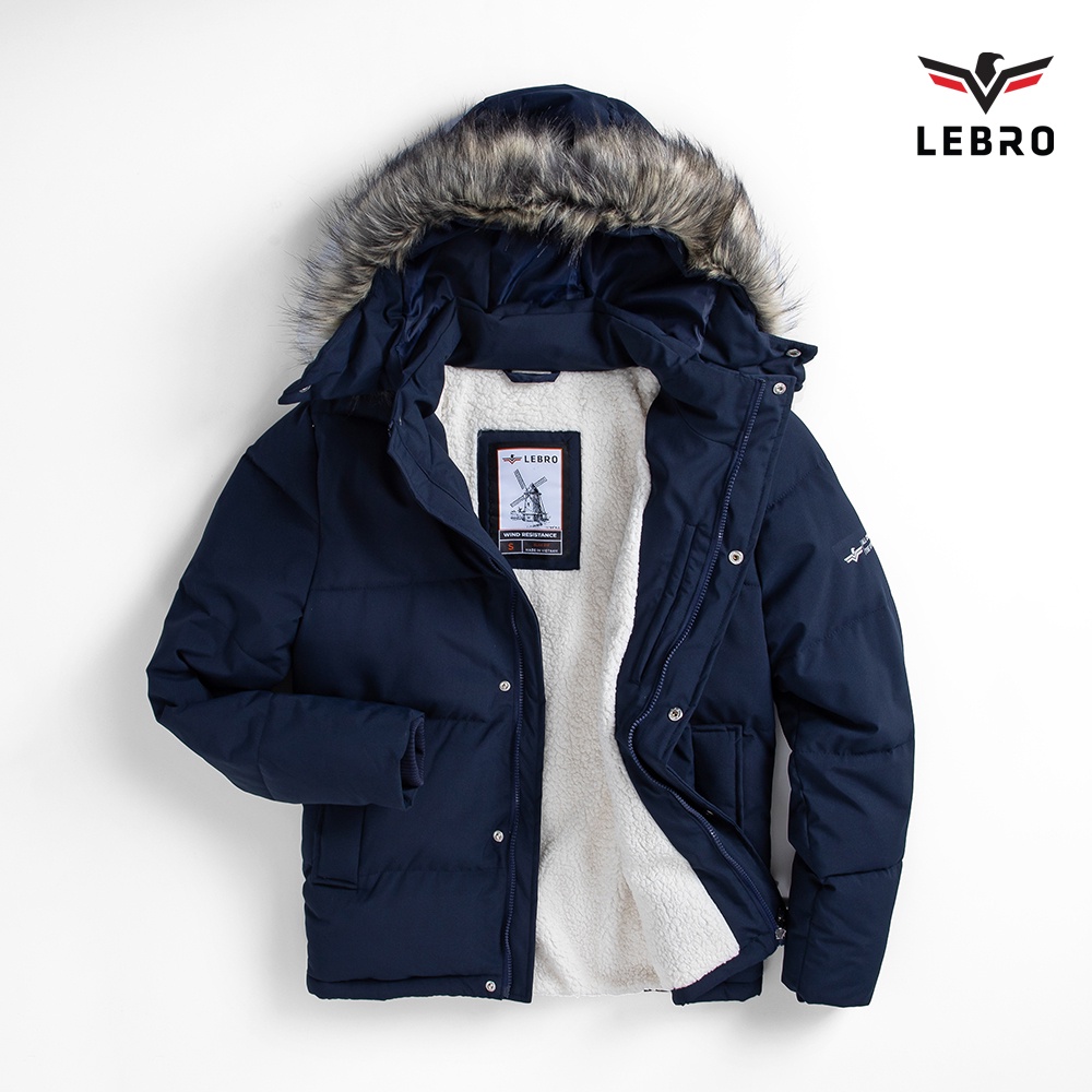 Áo khoác phao Parka nam siêu ấm Lebro lót lông dày dặn ấm áp  Thời trang mùa thu đông có mũ lông