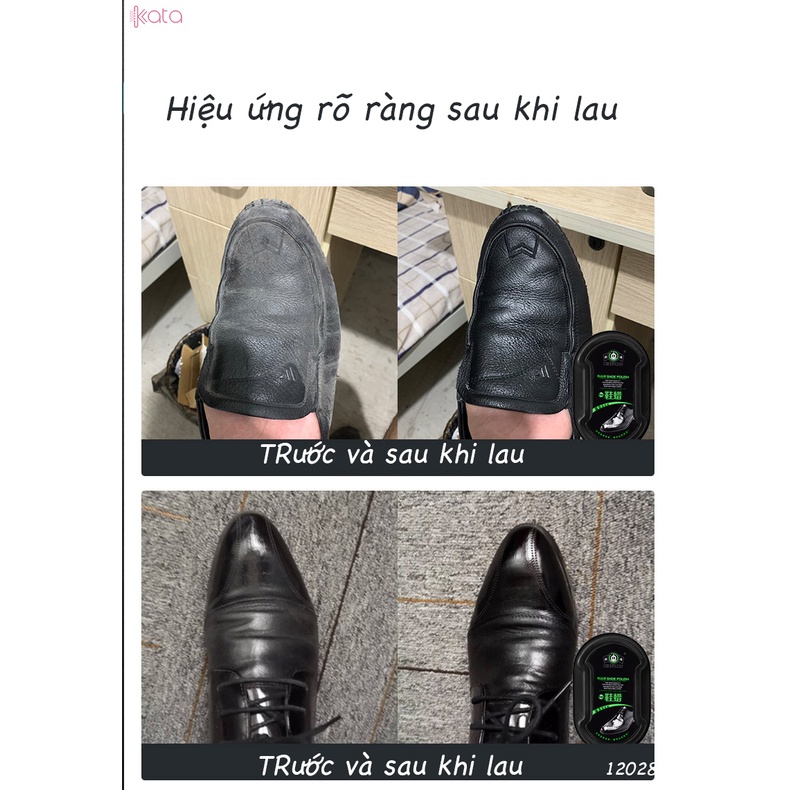 Xi đánh bóng giày nhanh, xi không màu dùng cho nhiều loại da kèm mút chải giày 2 mặt 12028