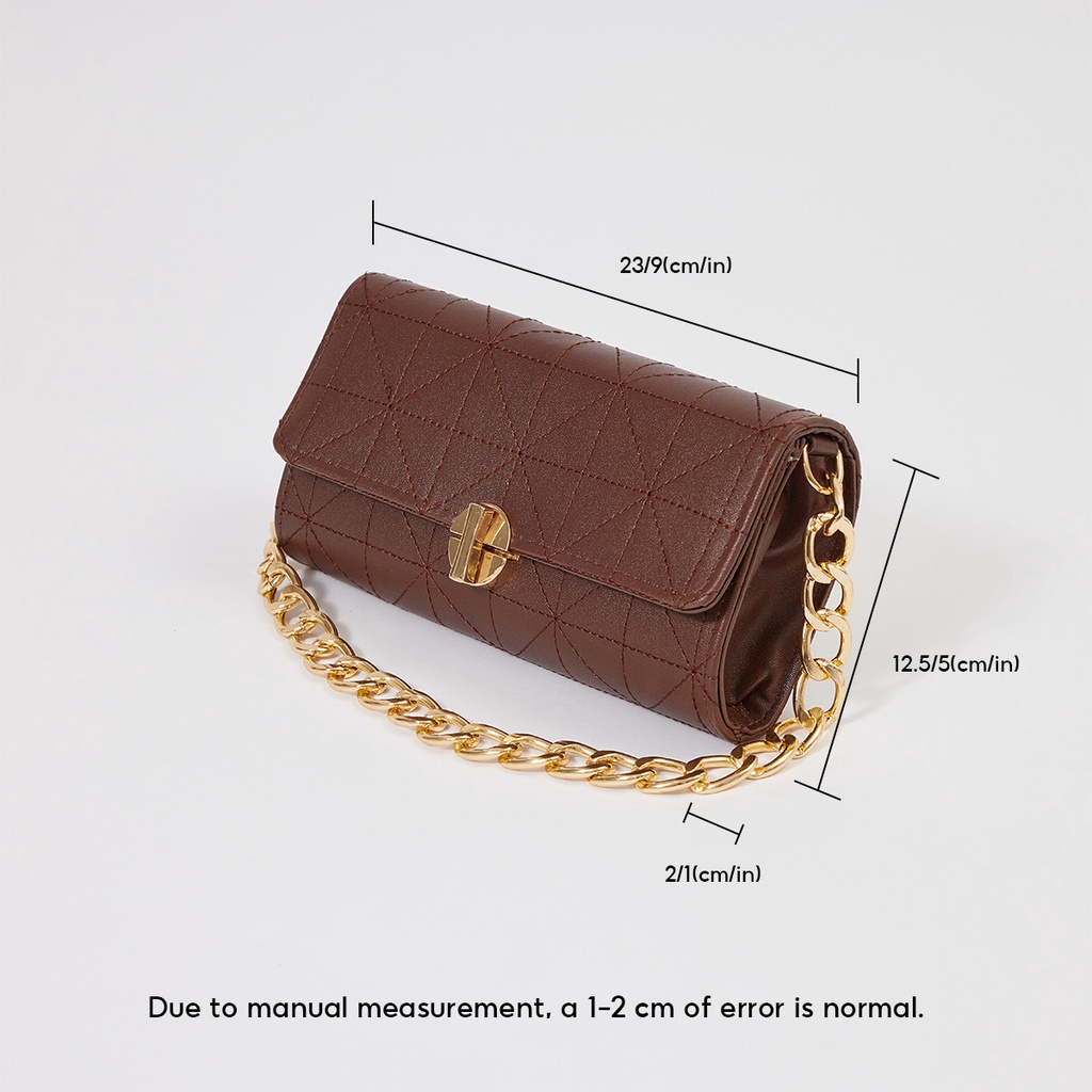 (Gợi ý từ KOL) Lovito Tao nhã Chần bông Túi có khóa xoắn L244BA08 (Trắng / Đen / Kaki / Nâu)