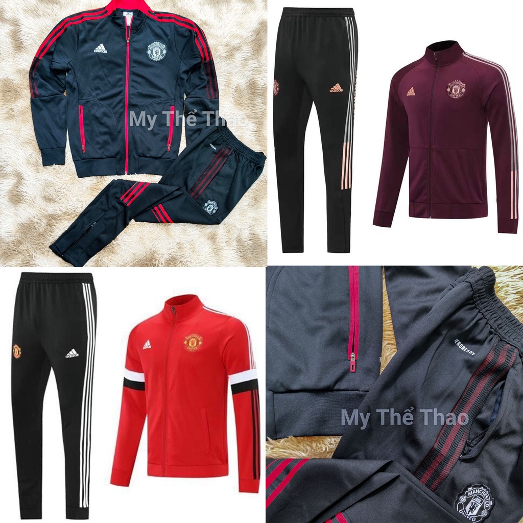 Bộ quần áo khoác nỉ ấm thể thao thu đông clb MU Manchester United màu đen logo thêu nỉ dày cao cấp mới nhất 2022