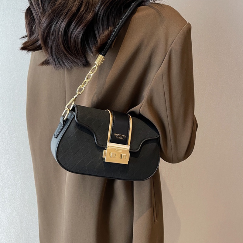 Túi Đeo Vai Họa Tiết Quả Dứa Màu Sắc Tương Phản Có Khóa Cho Nữ