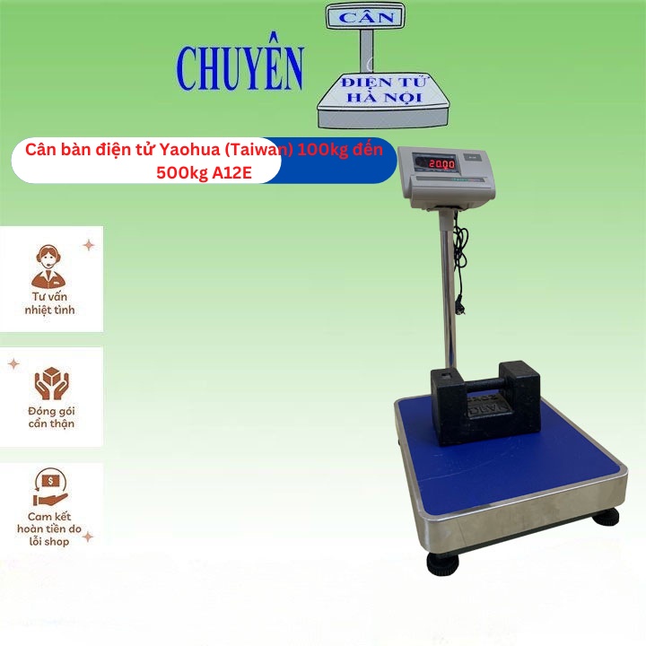 Cân sàn điện tử 300kg 150kg 100kg 200kg 500kg YAOHUA (Taiwan) A12E (cân bàn điện tử công nghiệp). Bảo Hành 2 Năm
