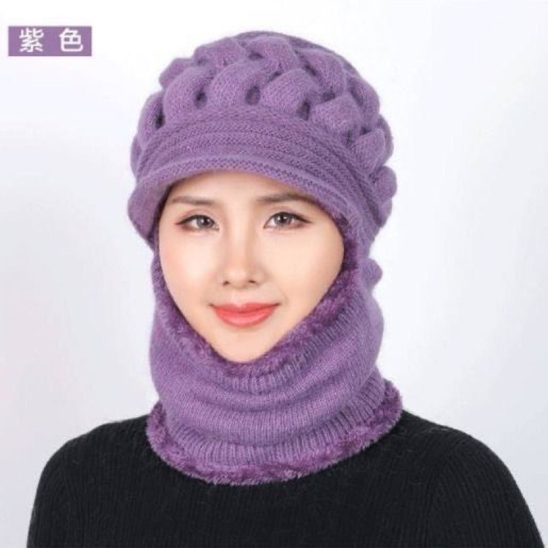 MŨ LEN Trung Niên Nữ Lót Nỉ Dày Ấm Cho Bà Cho Mẹ