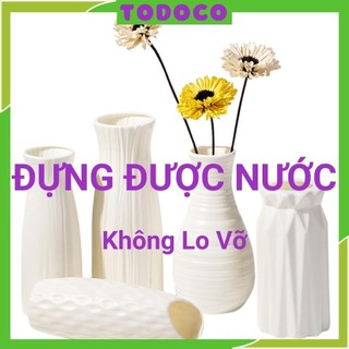 Bình hoa giả nhựa để bàn trang trí phòng khách Lọ hoa nhựa đẹp - Thiết kế kiểu dáng sáng tạo TODOCO08
