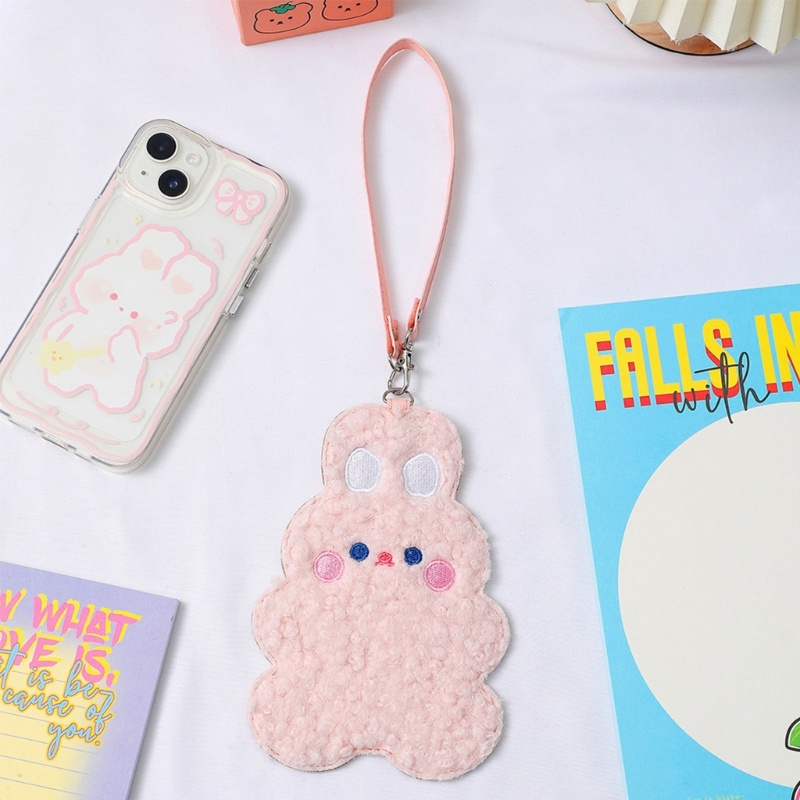 Youyo Bao Đựng Thẻ Ảnh Thẻ Xe Bus Hình Gấu Dễ Thương Có Dây Đeo Cổ Tay Cho Nữ