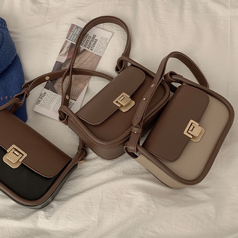 Túi Đeo Chéo Hình Vuông Nhỏ Màu Tương Phản Thời Trang Cho Nữ