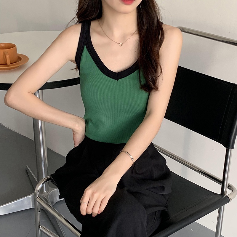 NRVP Áo Tank Top Đơn Co Giãn Phong Cách Hàn Quốc Với Đệm Lót