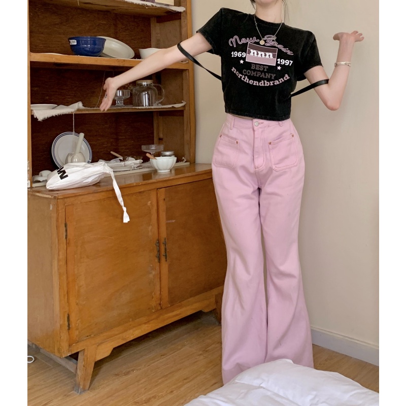 Cocory vn Áo Thun Nữ Ngắn Tay Cổ Tròn In Hình Thời Trang