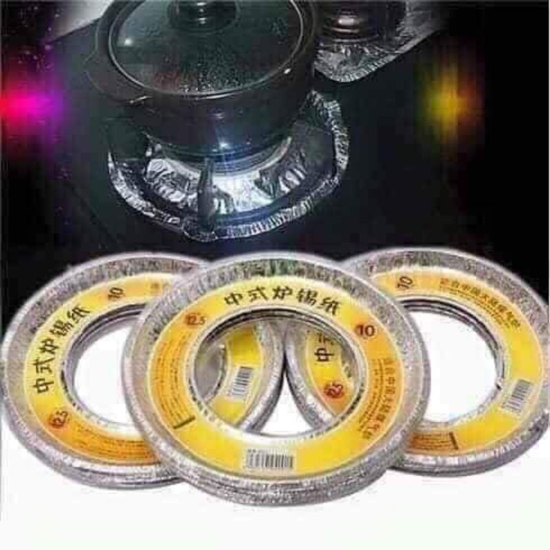 sét 10 giấy bạc lót kiềng bếp gas - miếng lót kiềng bếp gas tránh bụi bẩn